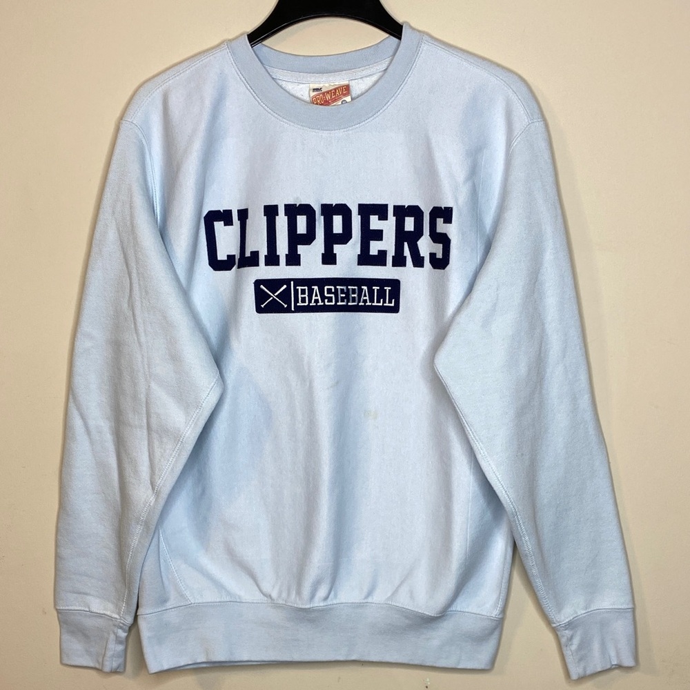 MV Sport Pro-Weave Light Blue Clippers Baseball Sweatshirt Size M